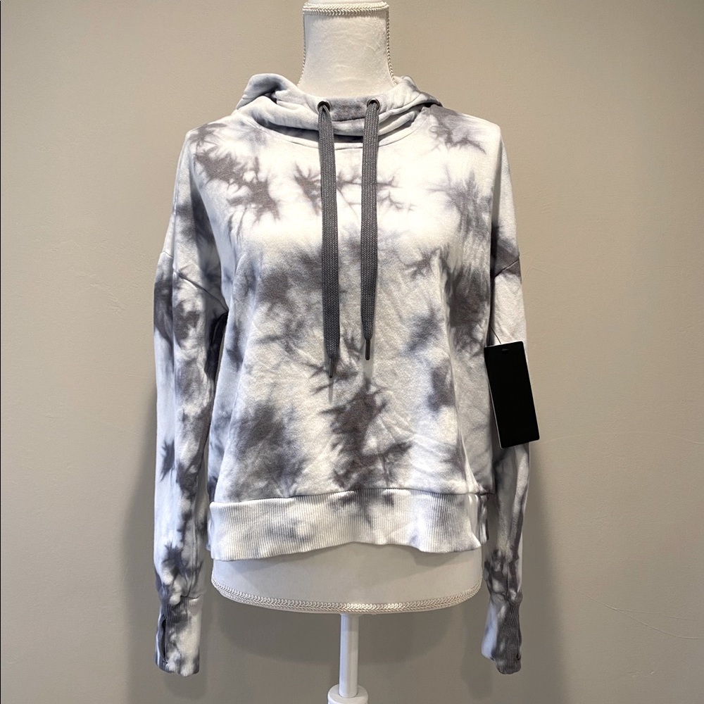 NWT Tie Dye Cropped Hoodie Sweatshirt - Indigo